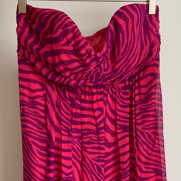 Silk summer dress bright purple and pink - Picture 5 of 6